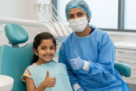 Pediatric dentist in Vajarahalli examining a young patient at Revive Dental